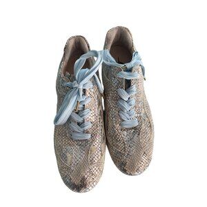 Henry And Magda Womens Shoes Size 10 Silver Metallic Snake Taupe Leather Golf